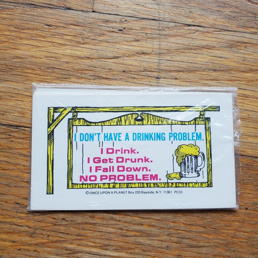 Once upon a planet I don't have a drinking problem joke cards (4) vintage